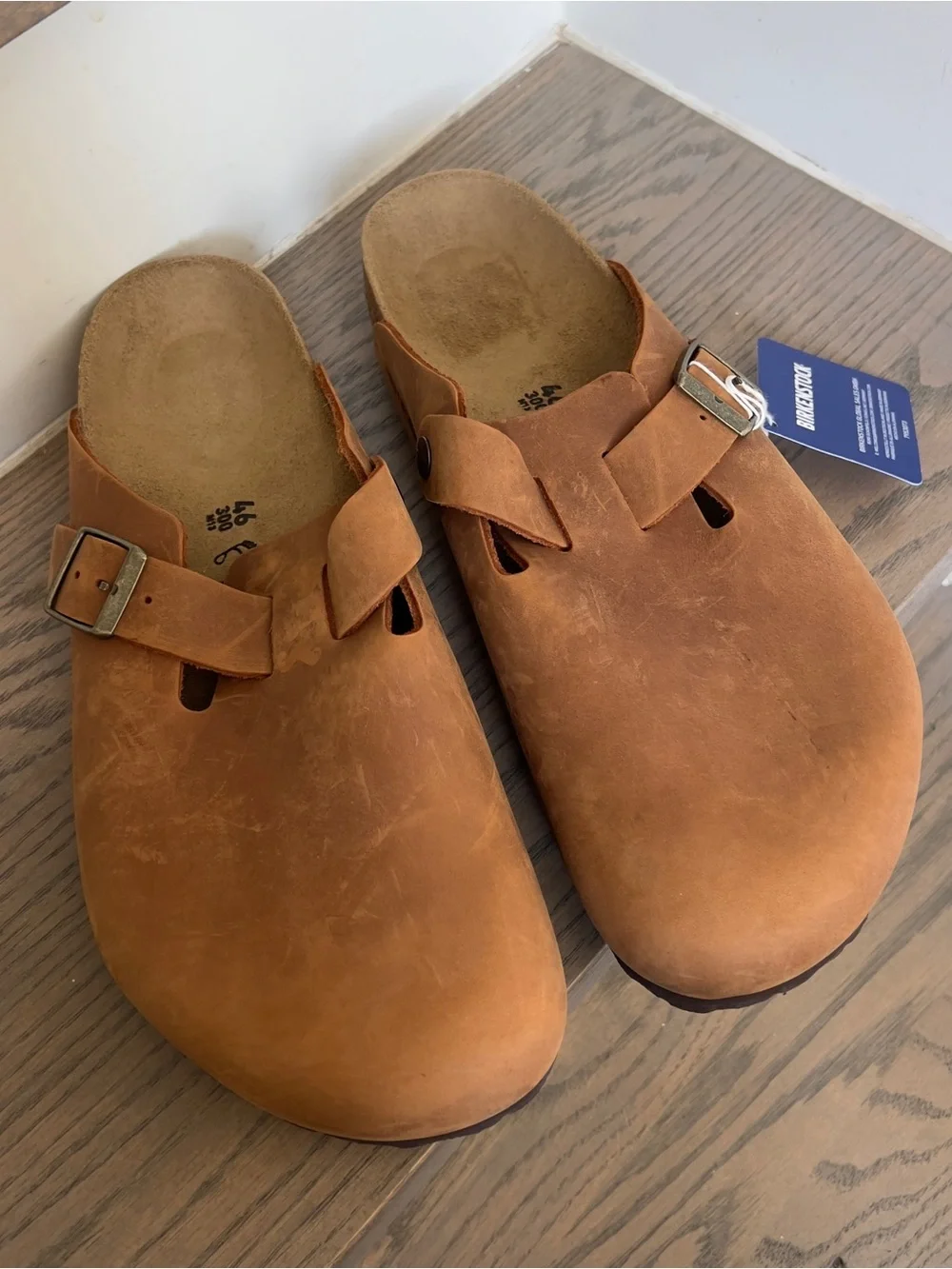 Birkenstock Boston Oiled Leather Clogs for Men in Cognac Brown NWT